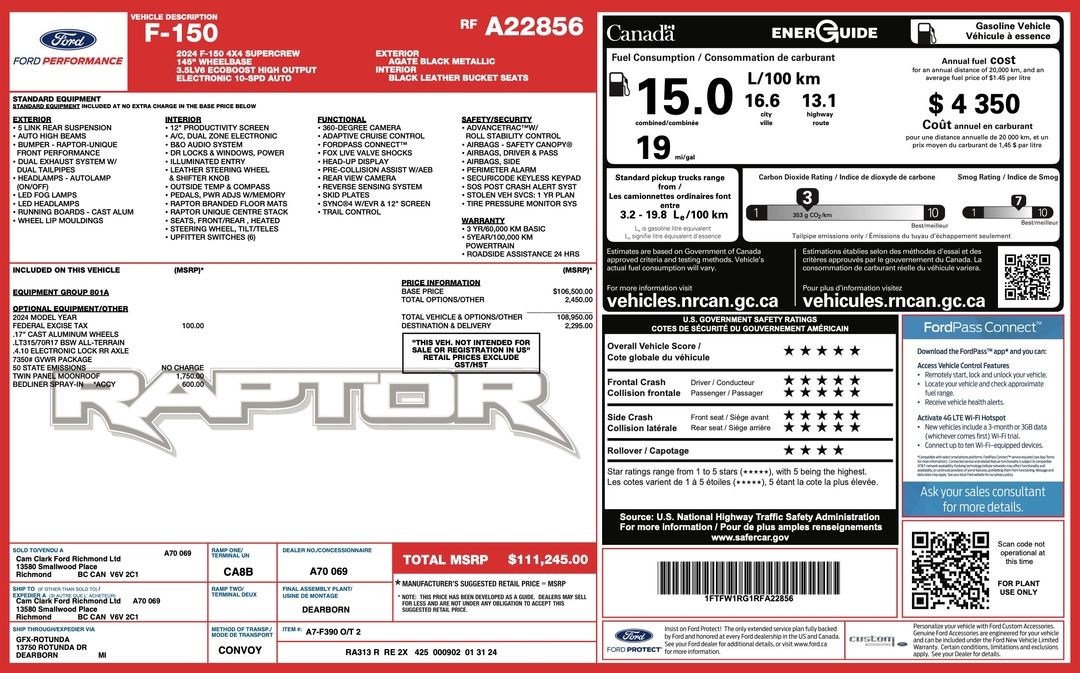 Used 2024 Ford F-150 Raptor MLT2307