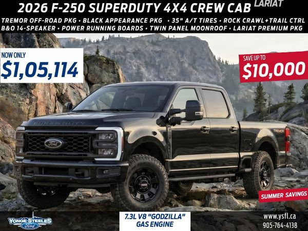 2026 Ford F-250 LARIAT  TREMOR PKG NO ACCIDENT CPO 3,607 KMS